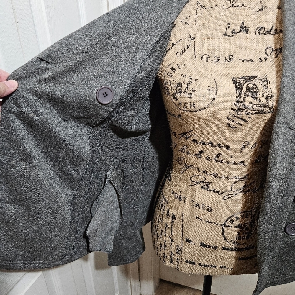 579 Gray Double Breasted Hooded Jacket Size M - Picture 6 of 13